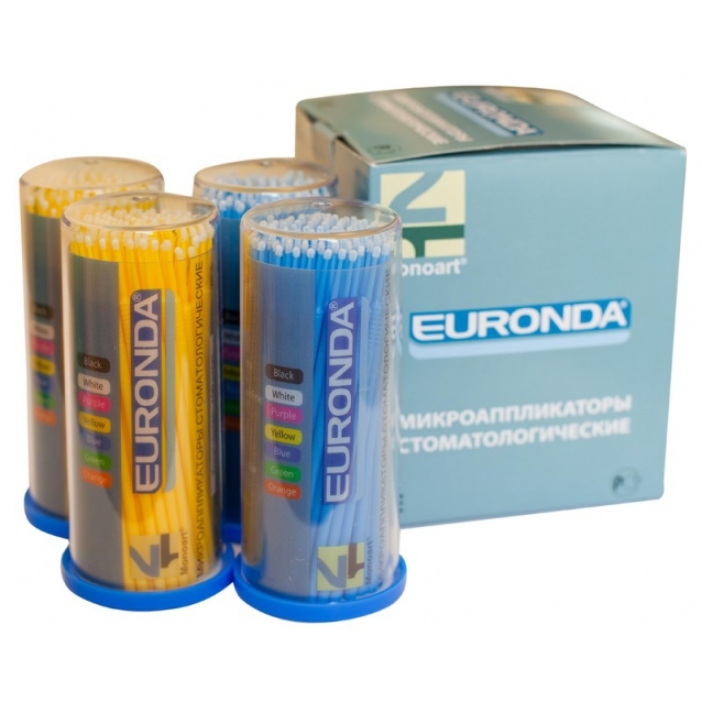 Микроаппликаторы MONOART 1,5мм цв.желтый, голубой /EURONDA/ р.F (уп.4*100шт/ 36уп)*