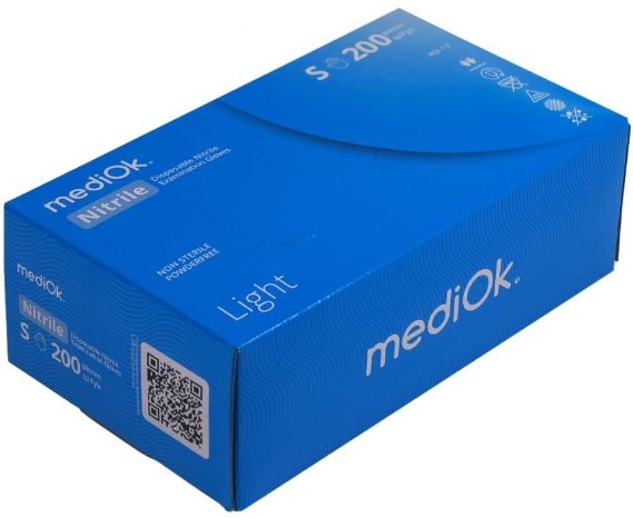Перчатки нитриловые MediOk LIGHT 5,4г цв.голубой р.M (уп.100/1000пар)
