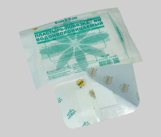 Пластырь-повязка неткан.основа, водонепрониц. 6*8 см /Leiko/ (уп.50)*