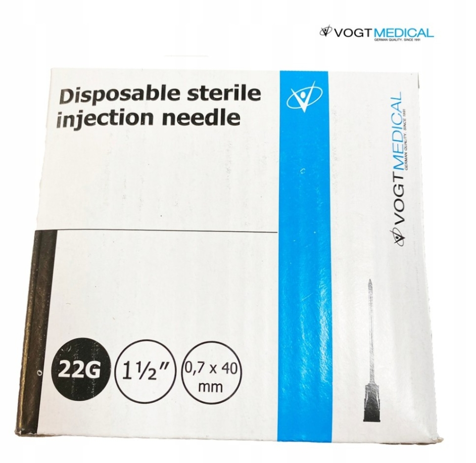 Игла стерильная Luer 0,7х40мм 22G /VOGT MEDICAL (VM)/ ЧЕРНЫЙ (уп.100/5000шт)*