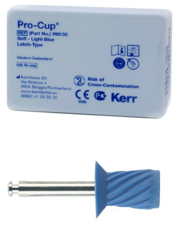 Чашечки для чистки и полировки Pro-Cup (Latch Type) мягкие цв. голубой (уп.30шт)*