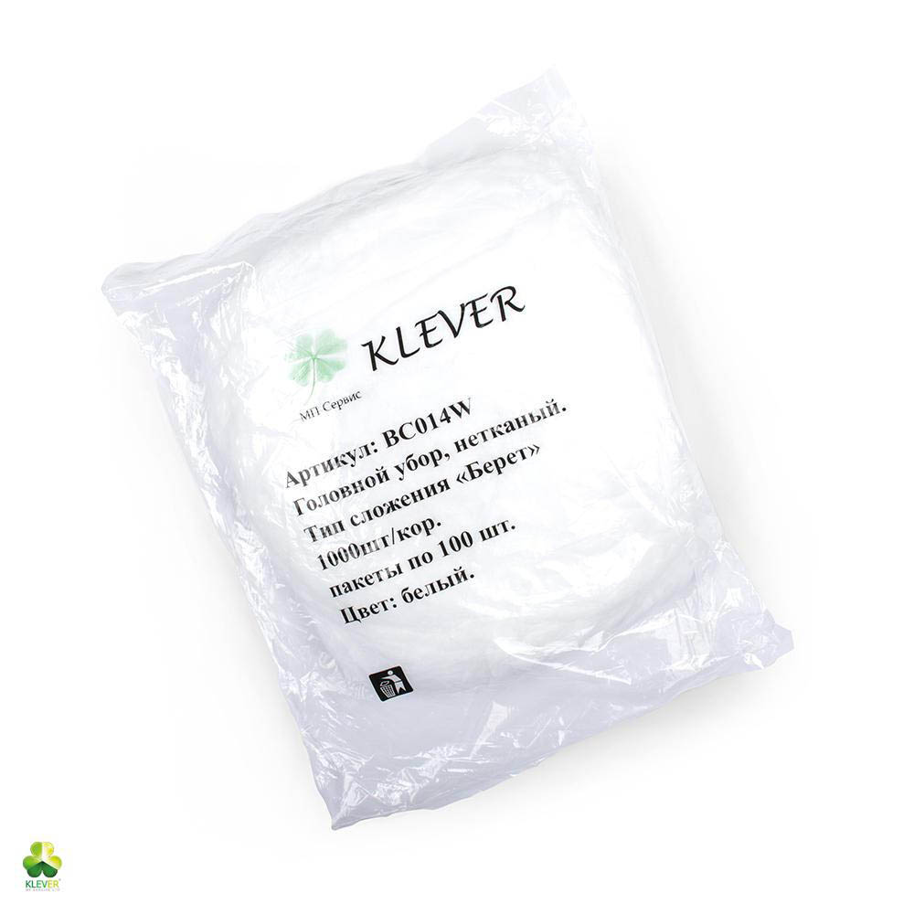 Шапочка мед. "Берет" цв.белый /KLEVER/ (уп.100/1000шт) Шапочка мед. "Берет" цв.белый /KLEVER/ (уп.100/1000шт)