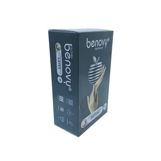 Перчатки латексные BENOVY BE5NT48GST83 10г опудр. нестер. гладкие цв.желтый р.M /5-P-FT (50п/10п)ЧЗ*