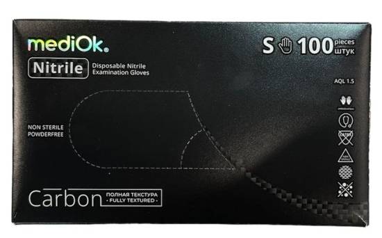 Перчатки нитриловые MediOk BSN40BLPLUS-1-M 8г неоп.нестерил.текстур. цв.чёрный р.M (50п/10уп) ЧЗ