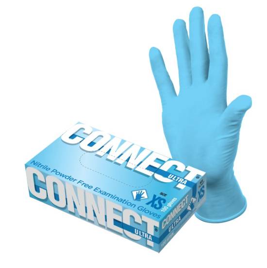 Перчатки нитрил CONNECT ULTRA 6гр смотр. нестер. цв.синий р.8,5 (L) /INTCO/ (50п/10уп) ЧЗ