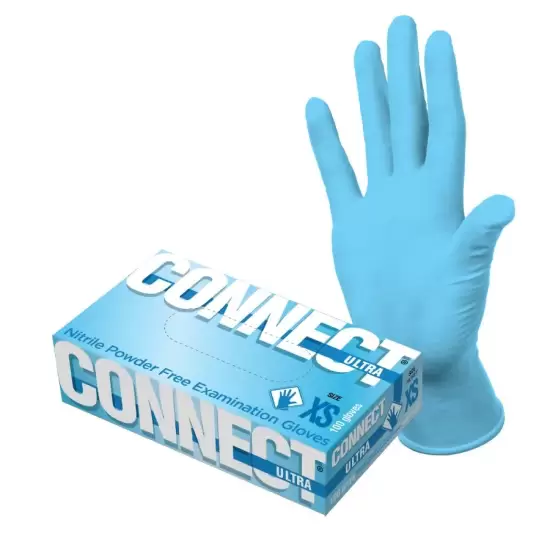 Перчатки нитрил CONNECT ULTRA 6гр смотр. нестер. цв.синий р.6,5 (S) /INTCO/ (50п/10уп) ЧЗ