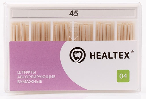 Штифты бумажные абсорбирующие эндоканальные Healtex PST45/4 конусность 04 №45 (уп100шт/10уп/1000уп)*