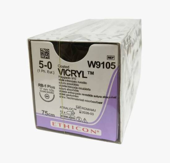 ВИКРИЛ W9105 5/0, 75см, фиолет. Кол. 17мм, 1/2 /ETHICON/ (уп.12шт)*