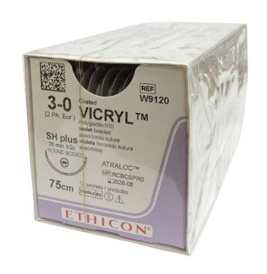 ВИКРИЛ W9120 3/0, 75см, фиолет., Кол.26мм, 1/2 /ETHICON/ (уп.12шт)*