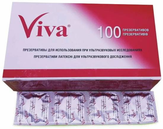 Презерватив для УЗИ №1 без смазки, размер D-28мм цв.прозрачный /Viva/ (уп.100/3600шт)*